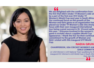 Nadia Gruny, Chairperson, USA Cricket Women’s and Girls Committee on USA Women’s U19 National Team qualifying for the inaugural ICC Women's U19 World Cup in South Africa from Jan 2023