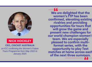 Nick Hockley,av CEO, Cricket Australia on ICC confirming the Women's Future Tours Programme from May 2022 to January 2025
