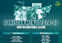 PCB unveils details of 2024-25 home international season