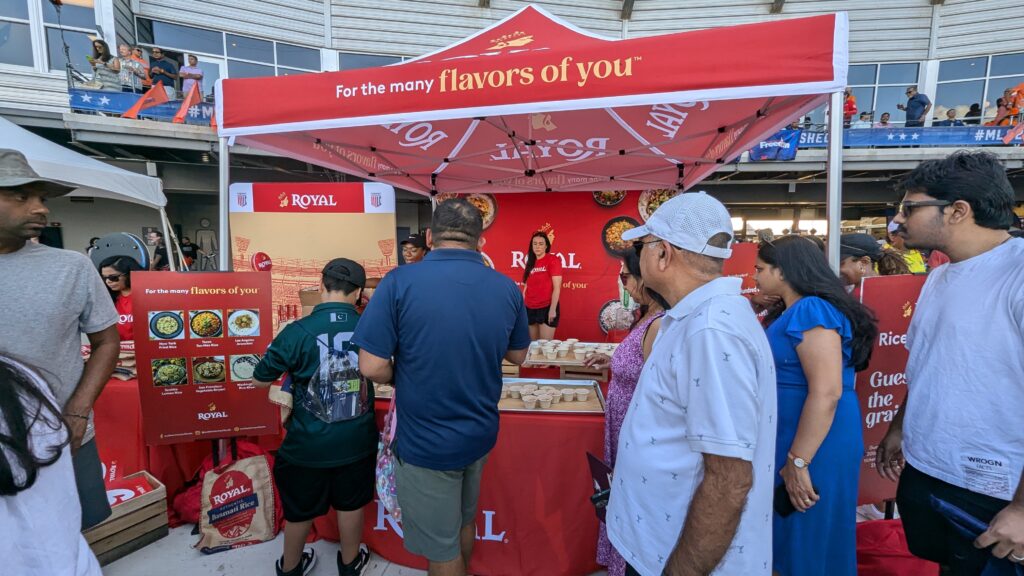 Fans linking up for Royal Foods samples at the Major League Cricket final