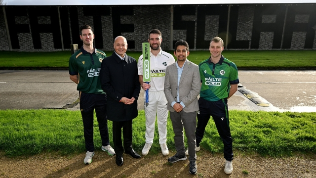 George Dockrell, Warren Deutrom (CEO, Cricket Ireland), Andrew Balbirnie, Abhilash Borana (Founder, Failte Solar), Lorcan Tucker_2 (1)