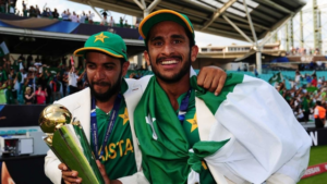 Hasan Ali & Imad Wasim with ICC Champions Trophy