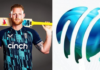 Ben Stokes and ICC Logo