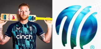 Ben Stokes and ICC Logo