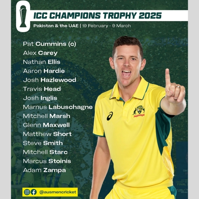 Cricket Australia Preliminary Australian squad for the ICC Men’s