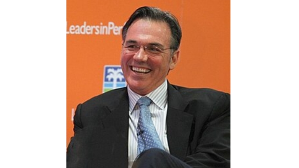 Portrait of Billy Beane, the baseball executive known for pioneering analytics in sports and popularized by the book and film "Moneyball."