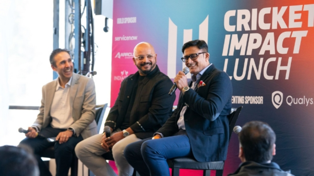 Zee Zaidi and fellow panelists engage in a lively discussion at the Cricket Impact Lunch 2025, highlighting the intersection of cricket, leadership, and global business.